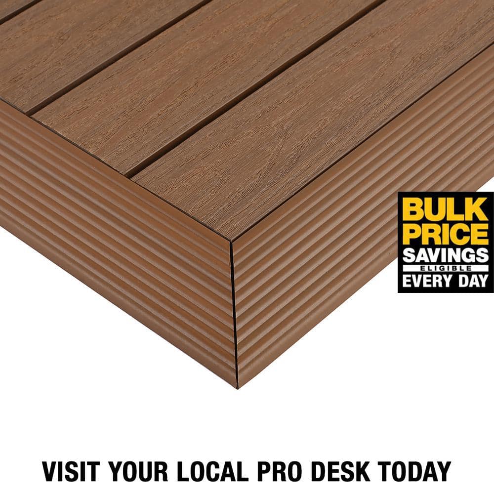 NewTechWood 1/6 ft. x 1 ft. Quick Deck Composite Deck Tile Outside Corner Fascia in Peruvian Teak (2-Pieces/Box)