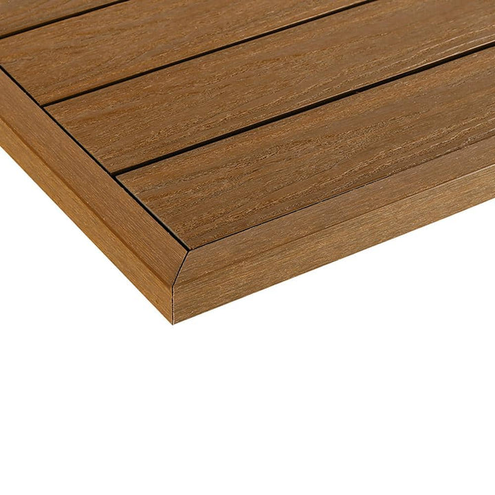 NewTechWood 1/12 ft. x 1 ft. Quick Deck Composite Deck Tile Outside Corner Trim in Peruvian Teak (2-Pieces/Box)