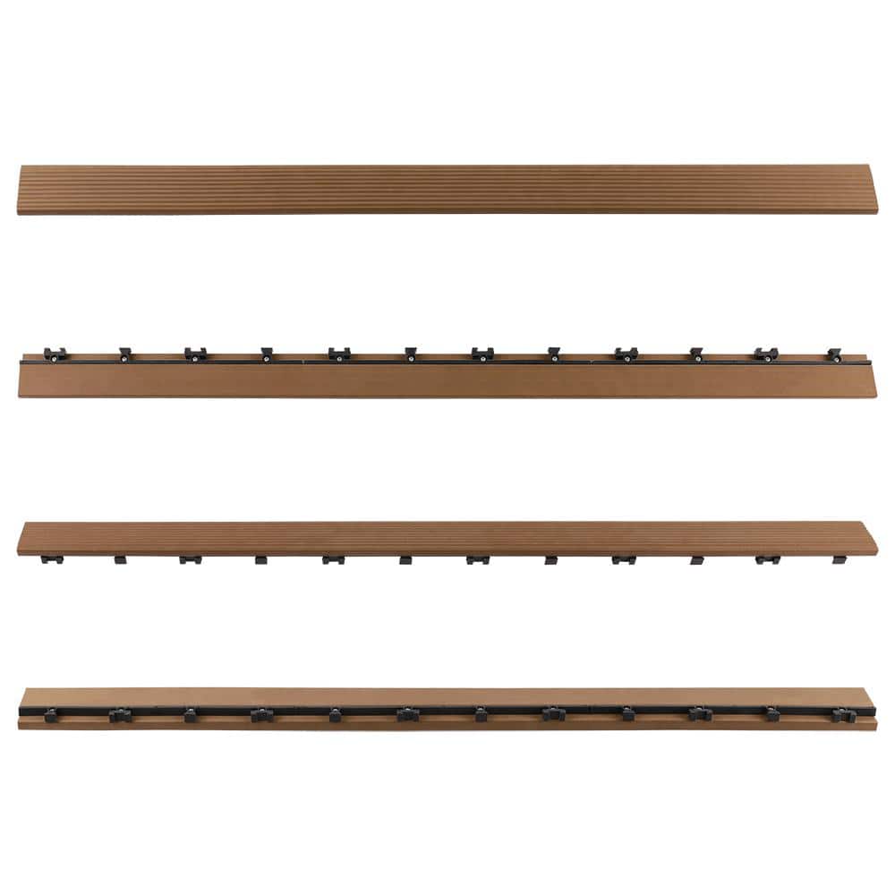 NewTechWood 1/6 ft. x 3 ft. Quick Deck Composite Deck Tile Straight Fascia in Peruvian Teak (2-Pieces per Box)