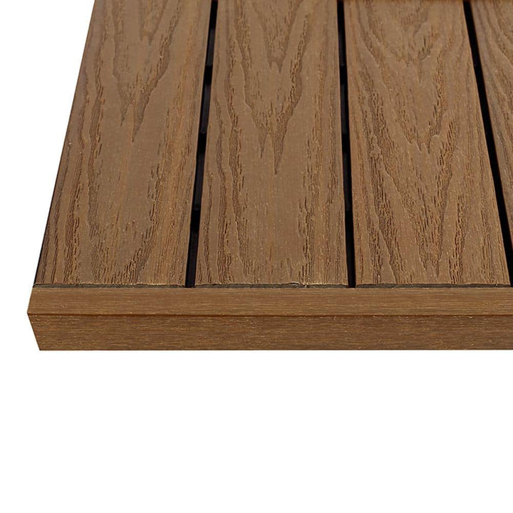 NewTechWood 1/12 ft. x 1 ft. Quick Deck Composite Deck Tile Straight Trim in Peruvian Teak (4-Pieces/Box)