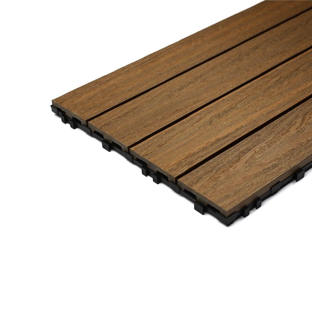 NewTechWood UltraShield Naturale 2 ft. x 1 ft. Quick Deck Outdoor Composite Deck Tile in Peruvian Teak (20 sq. ft. Per Box)