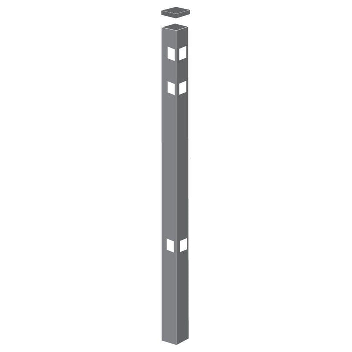 Barrette Outdoor Living Natural Reflections Standard-Duty 2 in. x 2 in. x 6-7/8 ft. Pewter Aluminum Fence Corner Post