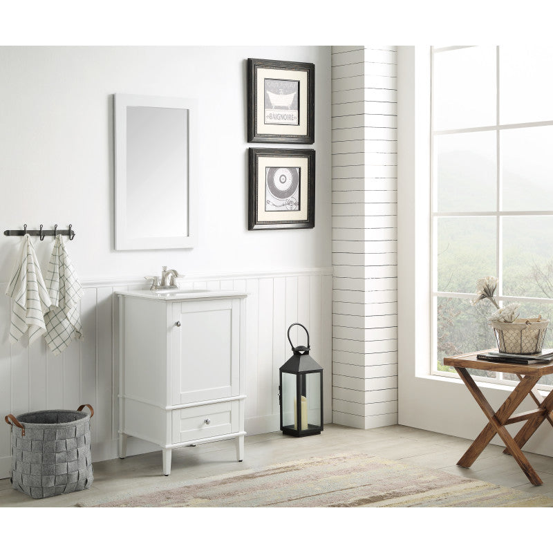 ANZZI Alexander Series 21-in Black Single Sink Bathroom Vanity with White Solid Surface Top (Mirror Included)