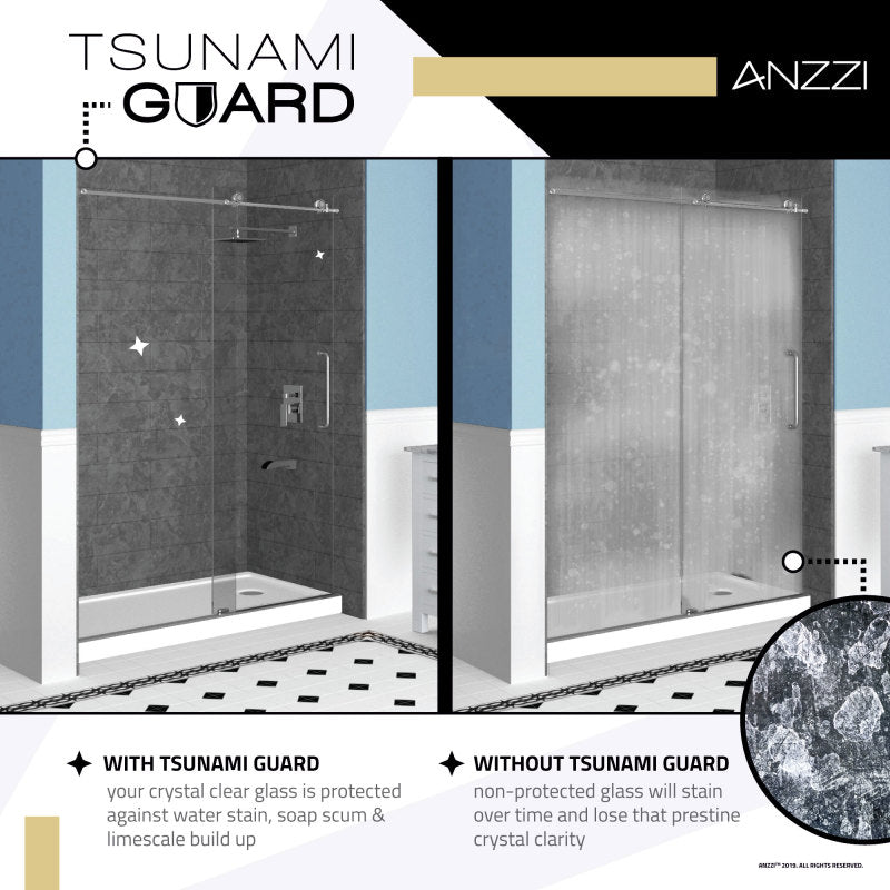 Pacific 48 in. x 58 in. Frameless Hinged Bathtub Door in Chrome