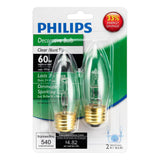 Philips 40-Watt Equivalent BA11 Halogen Bent Tip Candle Light Bulb (2-Pack)