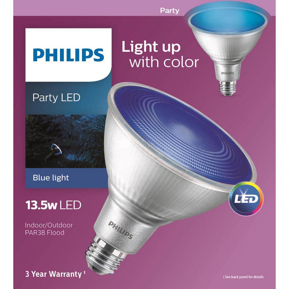 Philips 90-Watt Equivalent PAR38 LED Flood Bulb, Blue Light (469072)