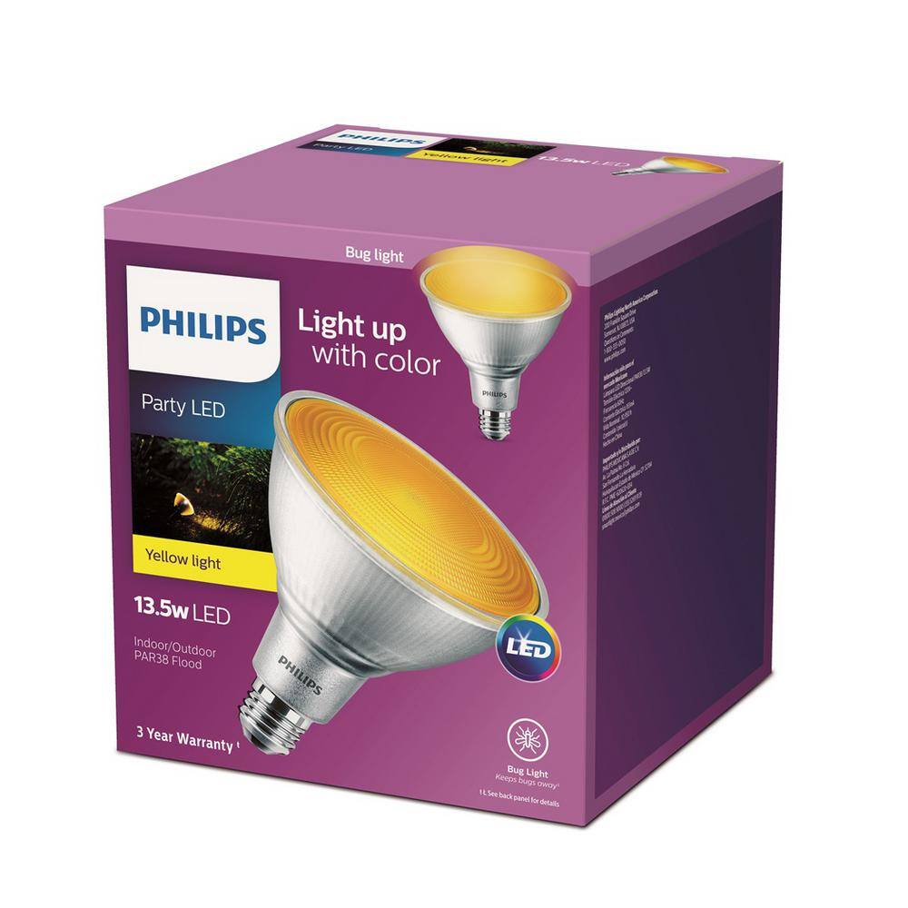 Philips 90-Watt Equivalent PAR38 LED Flood Yellow Bug Light