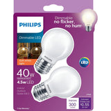 Philips 40-Watt Equivalent G16.5 LED Light Bulb Soft White Globe (2-Pack)