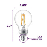 Philips 60-Watt Equivalent G16.5 Dimmable LED Light Bulb with Warm Glow Dimming Effect, Soft White (2-Pack)