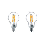 Philips 60-Watt Equivalent G16.5 Dimmable LED Light Bulb with Warm Glow Dimming Effect, Soft White (2-Pack)