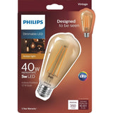 Philips 40-Watt Equivalent ST19 Dimmable Vintage Glass Edison LED Light Bulb, Amber Warm White 2000K (1-Bulb)