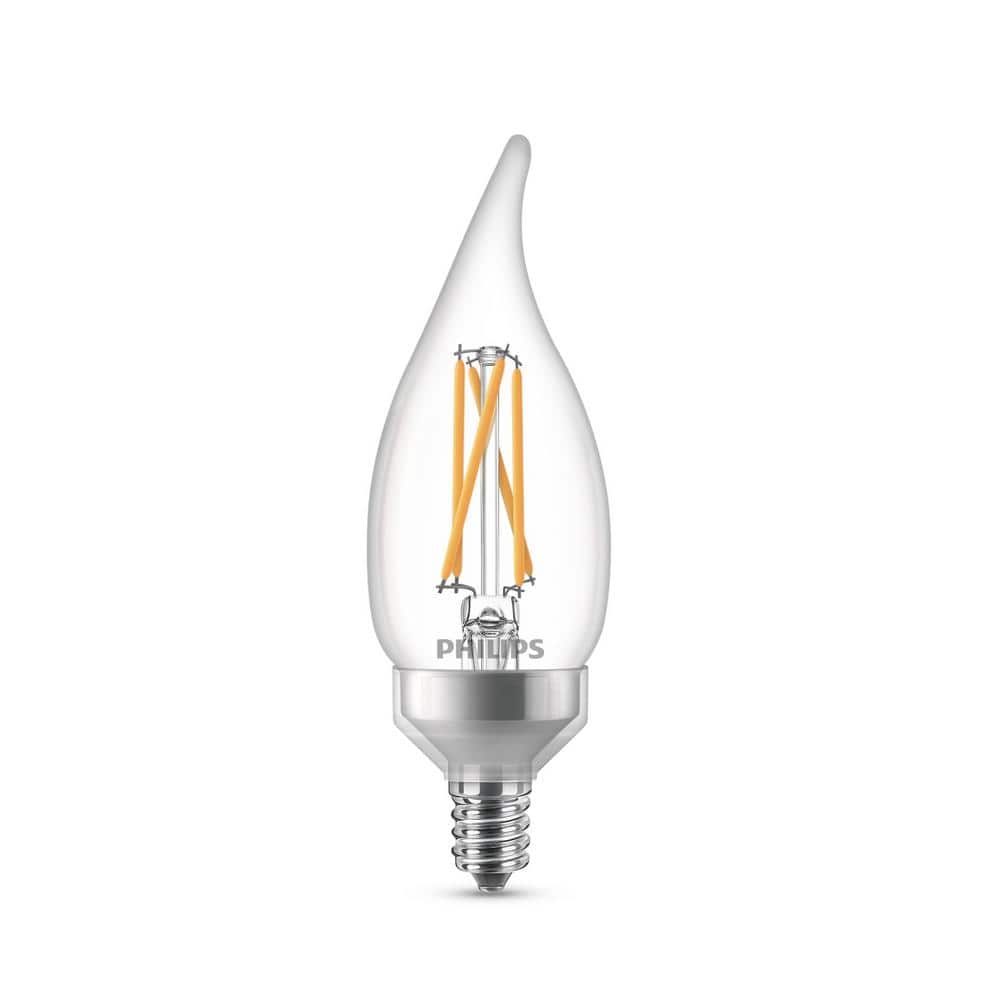 Philips 40-Watt Equivalent B11 Dimmable Warm Glow Bent Tip E12 Candle LED Light Bulb, Soft White 2700K (12-Pack)