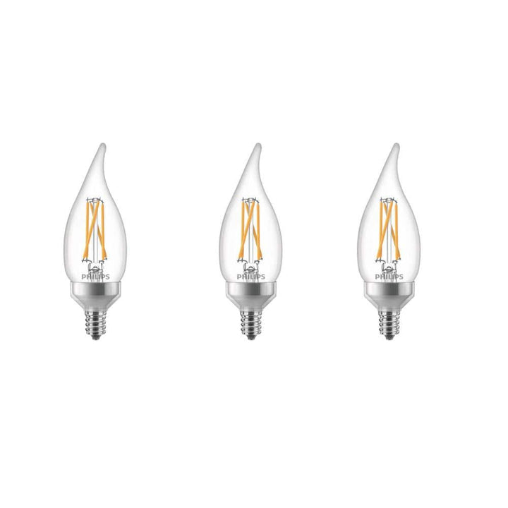 Philips 2700K 60-Watt Equivalent Soft White BA11 Bent Tip E12 Dimmable Warm Glow LED Candle Bulb (3-Pack)