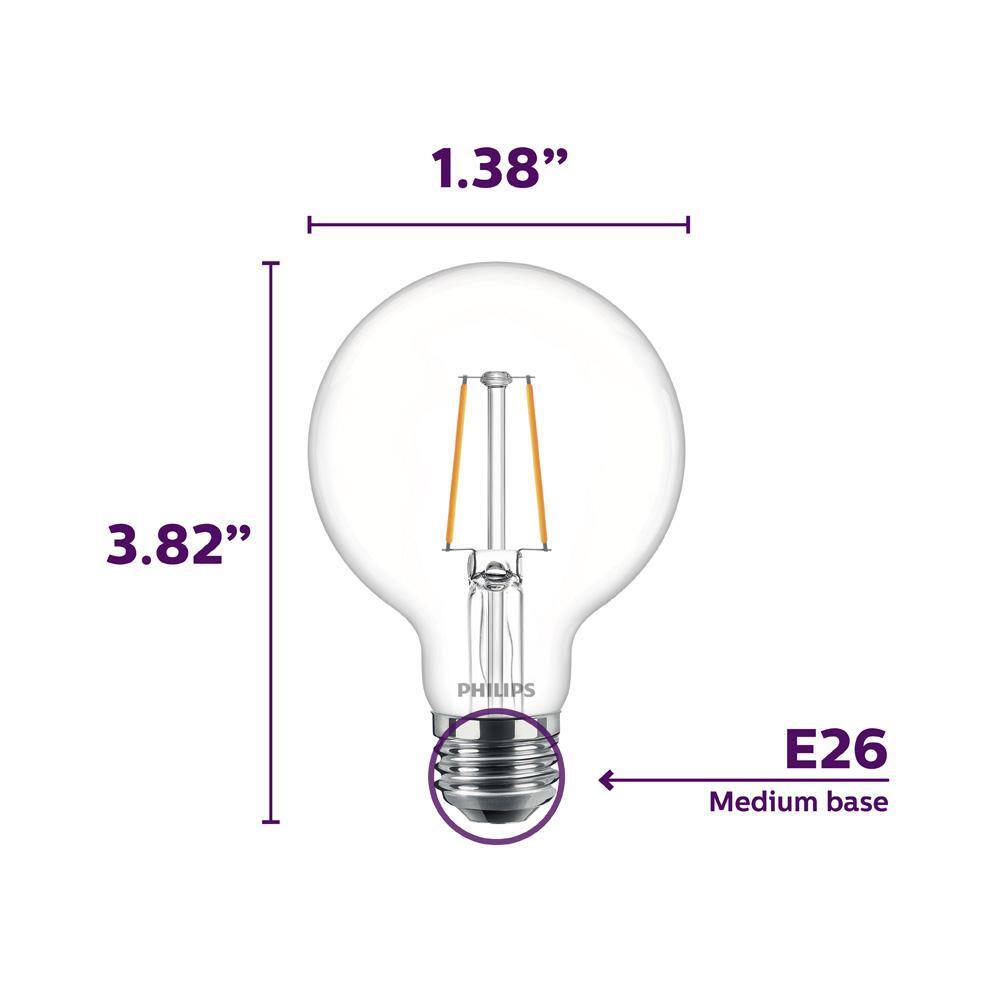 Philips 60-Watt Equivalent G25 Dimmable Daylight LED Light Bulb (2-Pack)