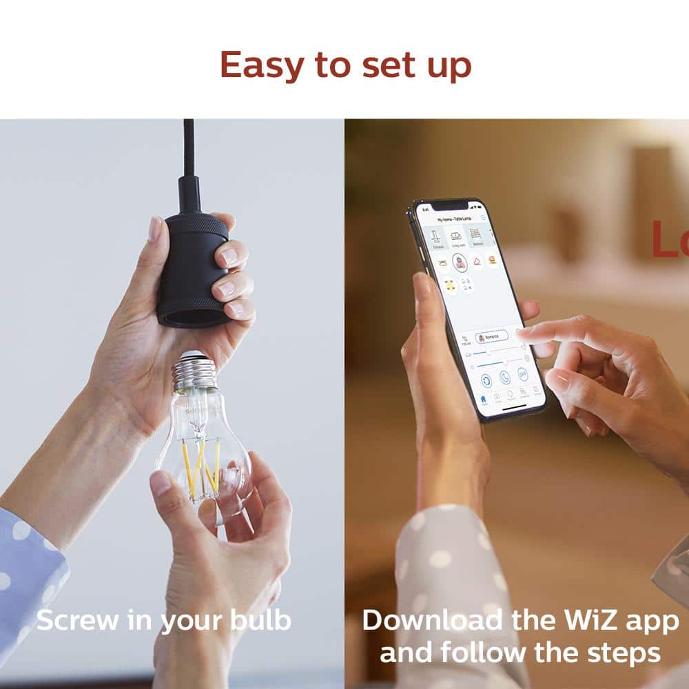 Philips Soft White A19 LED 40W Equivalent Dimmable Smart Wi‑Fi WiZ Connected Wireless Light Bulb, 1-Pack