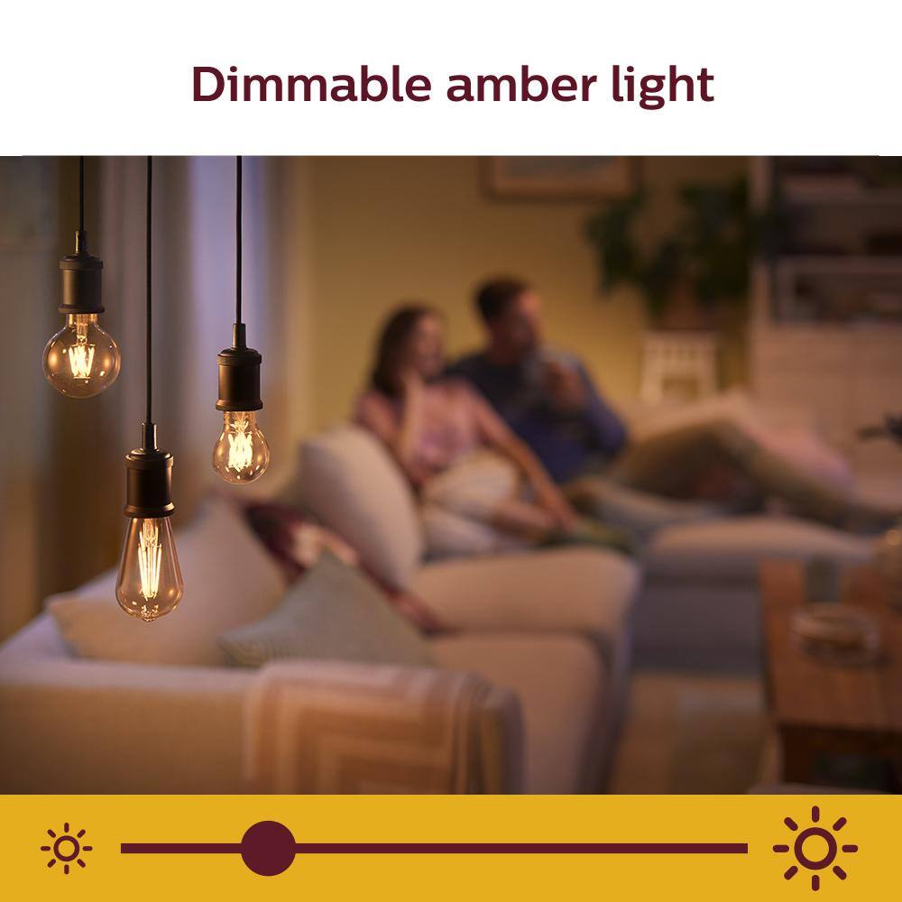 Philips Amber ST19 LED 40-Watt Equivalent Dimmable Smart Wi‑Fi (WiZ Connected) Wireless Light Bulb