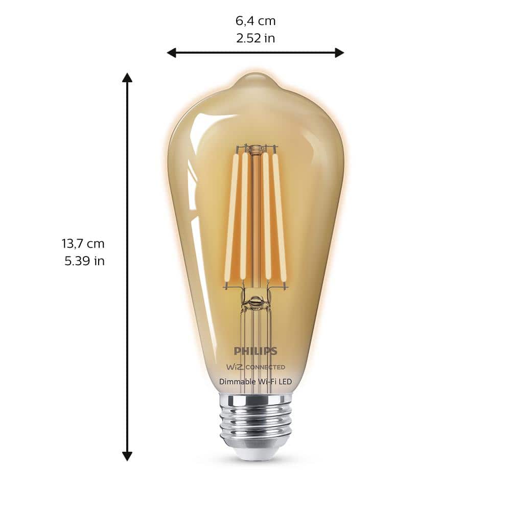 Philips Amber ST19 LED 40-Watt Equivalent Dimmable Smart Wi‑Fi (WiZ Connected) Wireless Light Bulb