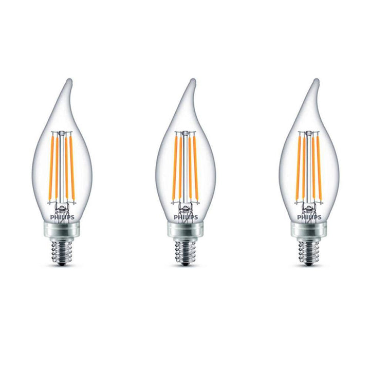 Philips 60-Watt Equivalent B11 Dimmable Edison LED Candle Light Bulb, Glass Bent Tip, Candelabra (E12) Base, Daylight 5000K, 6-Pack