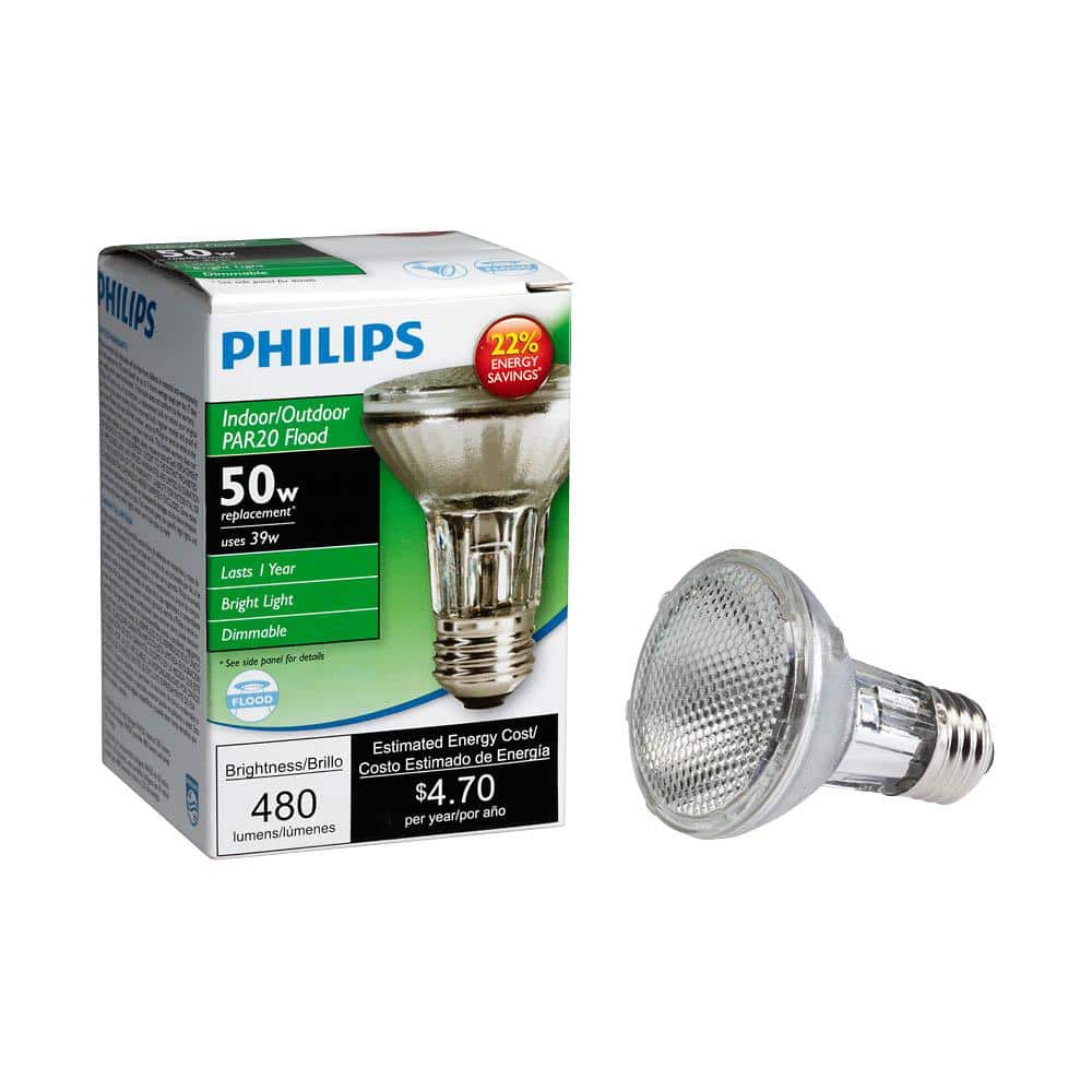 Philips 39-Watt Halogen PAR20 Soft White (2900K) Dimmable Floodlight Bulb