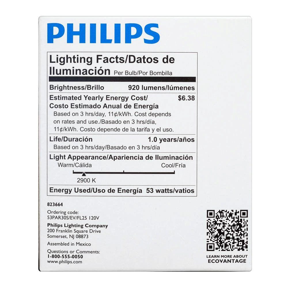 Philips 75-Watt Equivalent PAR30S Halogen Indoor/Outdoor Dimmable Flood Light Bulb (6-Pack)