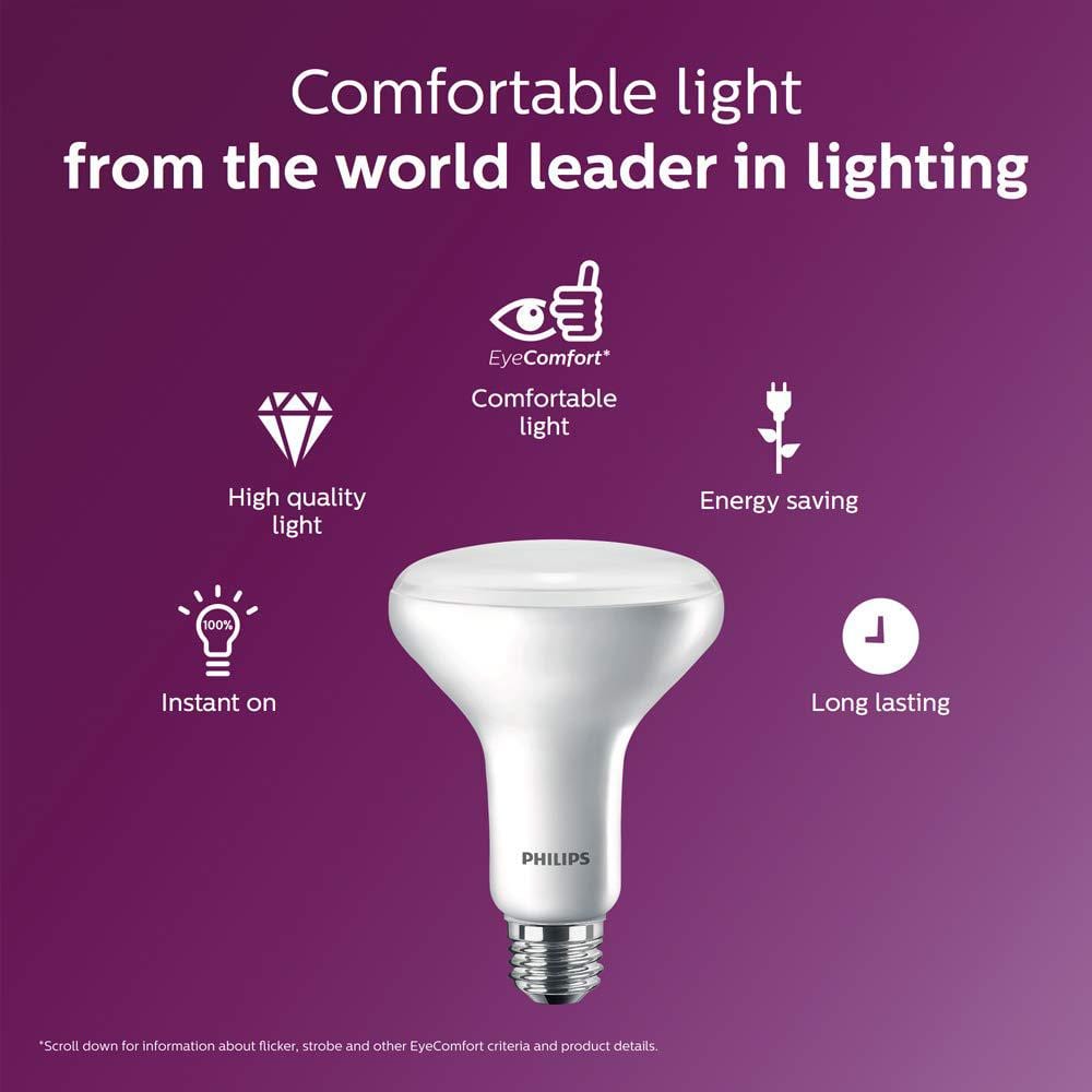 Philips 65-Watt Equivalent BR40 Dimmable Flood LED Light Bulb, Soft White (2700K) with Warm Glow Dimming