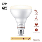 Philips Soft White BR30 LED 65-Watt Equivalent Dimmable Smart Wi‑Fi WiZ Connected Light Bulb (2‑Pack)