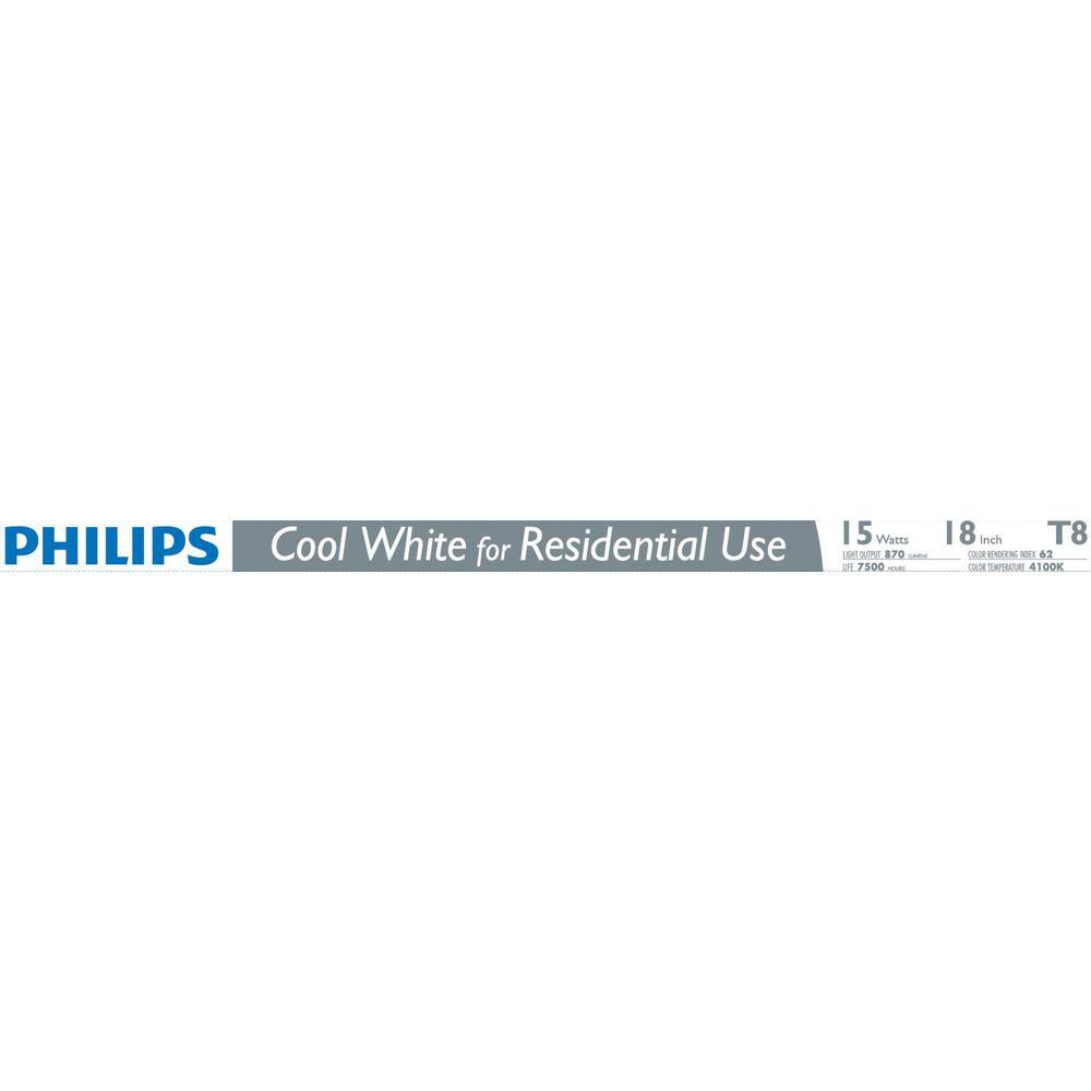 Philips 18 in. 15-Watt 4100K Linear T8 Fluorescent Light Bulb, Cool White (30-Pack)