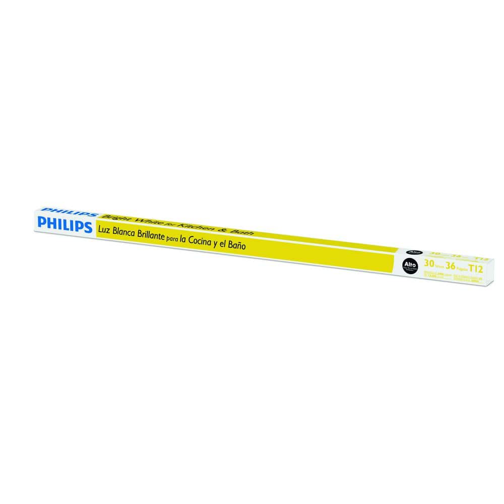 Philips 30-Watt 3 ft. Linear T12 Fluorescent Tube Light Bulb, Bright White 3000K