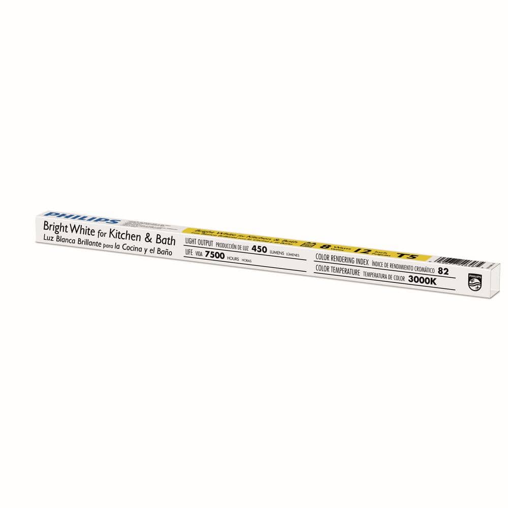 Philips 8-Watt 12 in. Linear T5 Fluorescent Tube Light Bulb, Bright White 3000K
