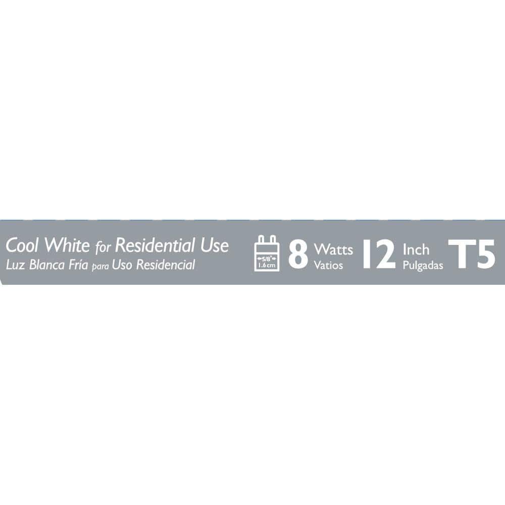Philips 8-Watt 12 in. Linear T5 Fluorescent Tube Light Bulb, Cool White 4100K
