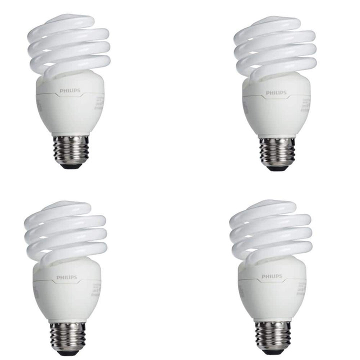 Philips 100-Watt Equivalent T2 Spiral CFL Light Bulb, Soft White 2700K, 4-Pack
