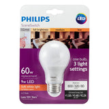 Philips 60-Watt Equivalent A19 SceneSwitch LED Light Bulb, Soft White 2700K / Amber 2500K / Warm Glow 2200K, 4-Pack