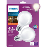 Philips 40-Watt Equivalent G25 Dimmable LED Light Bulb, Soft White, Frosted Globe (2-Pack)