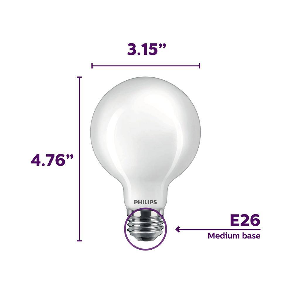 Philips 40-Watt Equivalent G25 Dimmable LED Light Bulb, Soft White, Frosted Globe (2-Pack)