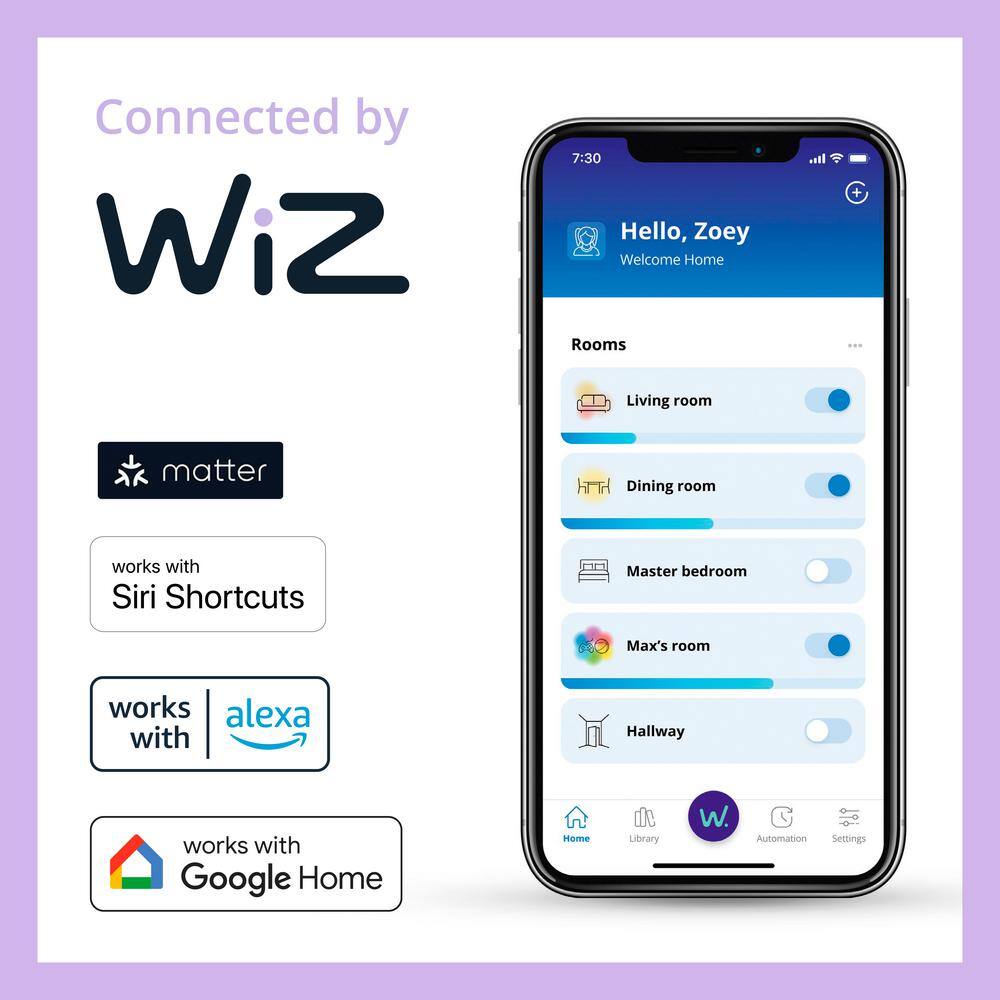 Philips Soft White A19 LED 60W Equivalent Dimmable Smart Wi‑Fi WiZ Connected Wireless Light Bulb