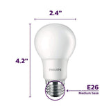 Philips 60-Watt Equivalent A19 Non-Dimmable Energy Saving Frosted Classic Glass LED Light Bulb, Soft White (2700K), 4-Pack