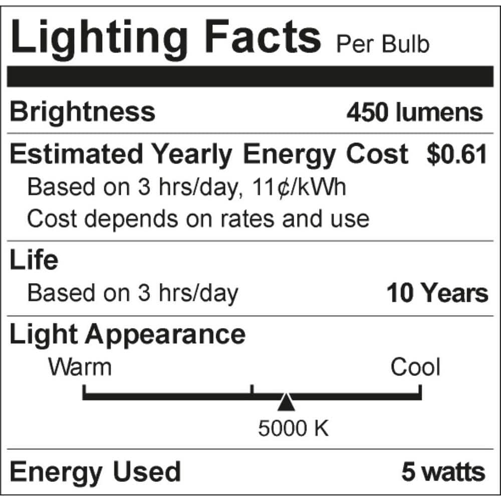 Philips 40-Watt Equivalent A19 Non‑Dimmable Energy‑Saving Frosted Classic Glass LED Light Bulb, Daylight 5000K (8‑Pack)