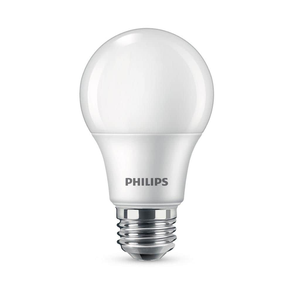 Philips 40-Watt Equivalent A19 Non‑Dimmable Energy‑Saving Frosted Classic Glass LED Light Bulb, Daylight 5000K (8‑Pack)