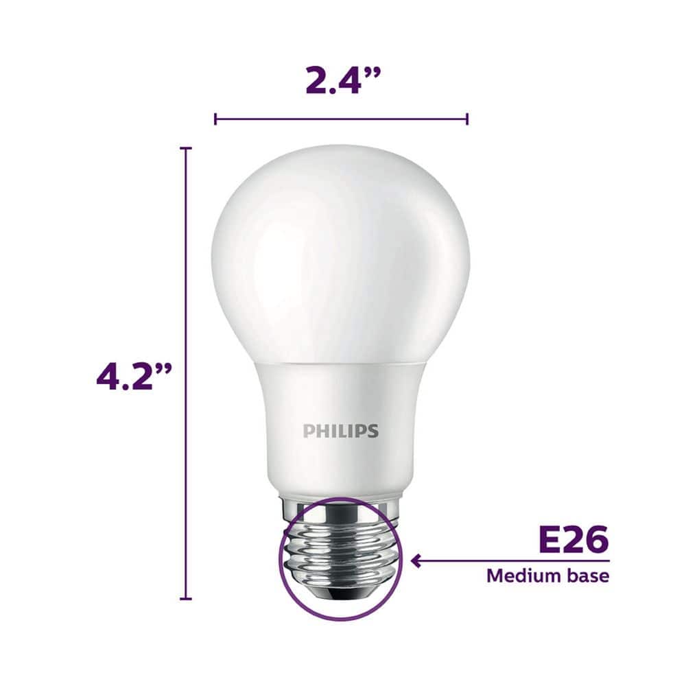 Philips 40-Watt Equivalent A19 Non‑Dimmable Energy‑Saving Frosted Classic Glass LED Light Bulb, Daylight 5000K (8‑Pack)