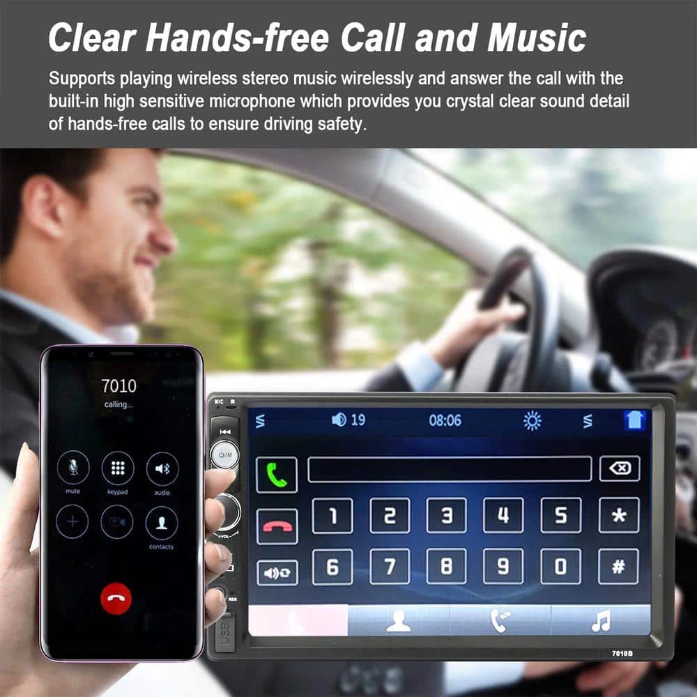 phyfalip 7 in. Universal Wireless Car MP5 1080P Video Player