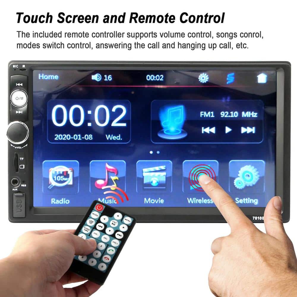 phyfalip 7 in. Universal Wireless Car MP5 1080P Video Player