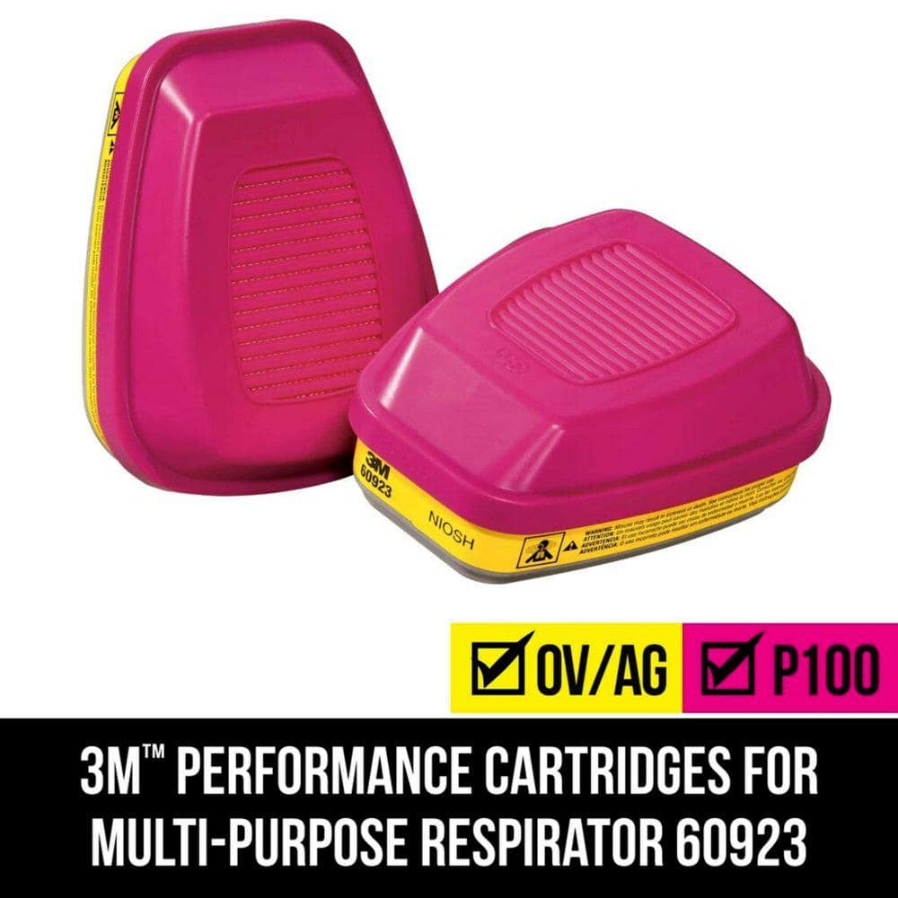 3M 60923HB1-C OV/AG/P100 Replacement Respirator Cartridges, 1 Pair