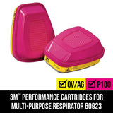 3M 60923HB1-C OV/AG/P100 Replacement Respirator Cartridges, 1 Pair