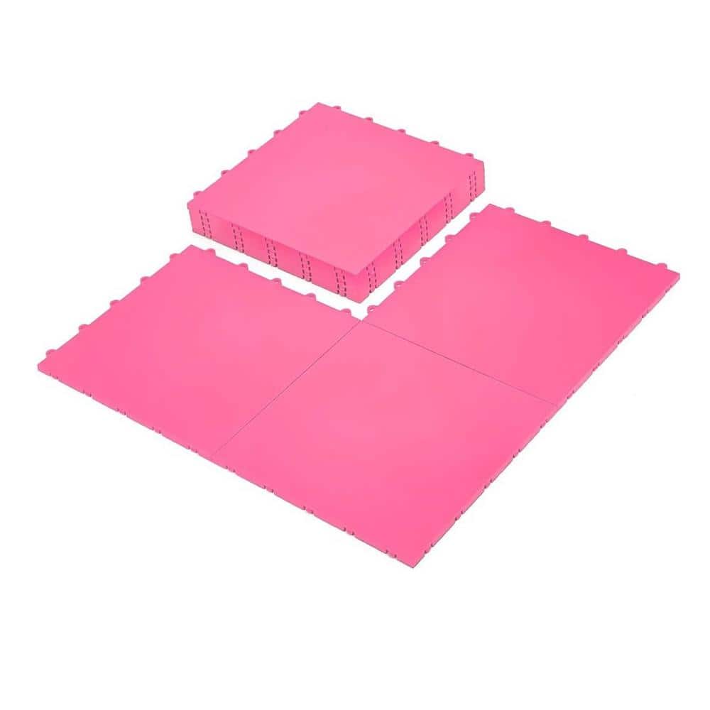 Afoxsos 14 ft. x 14 ft. High Durability Colored Flooring Tiles Interlocking Versatile Surface Deck Tiles in Pink (8 Per Pack)