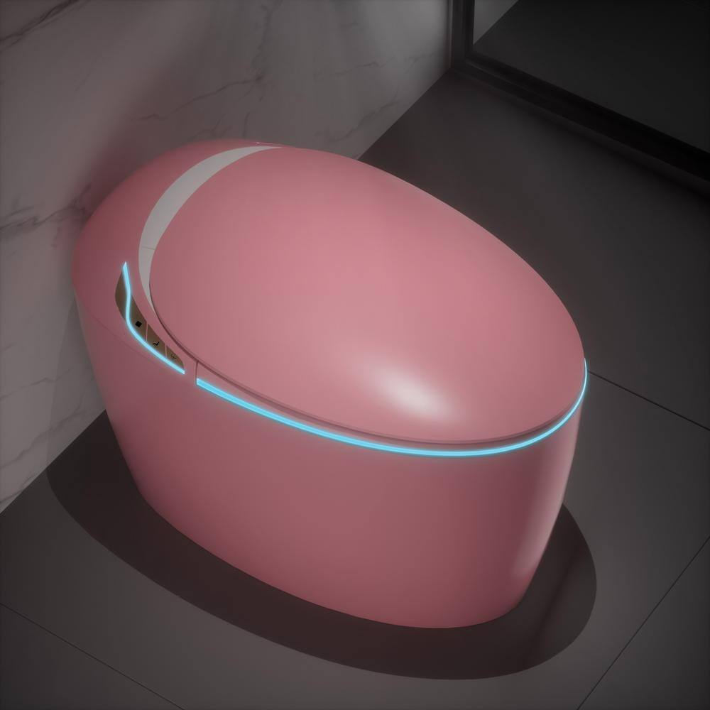 Pink Smart Bidet Toilet with Foot Sensor, LED Display & Warm Water