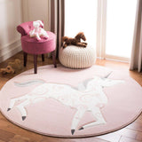 Safavieh Carousel Kids Montage 5 x 5 Pink/Ivory Round Indoor Kids Area Rug