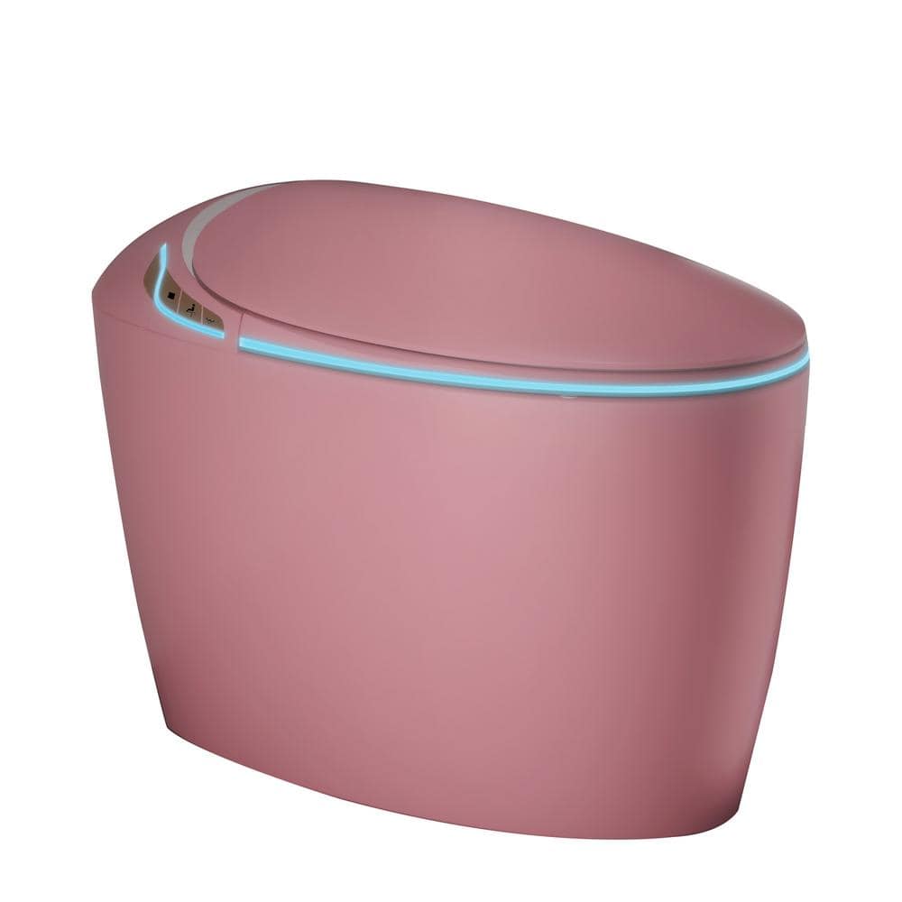 JimsMaison Elongated Bidet Toilet 1.28 GPF Pink with Automatic Features
