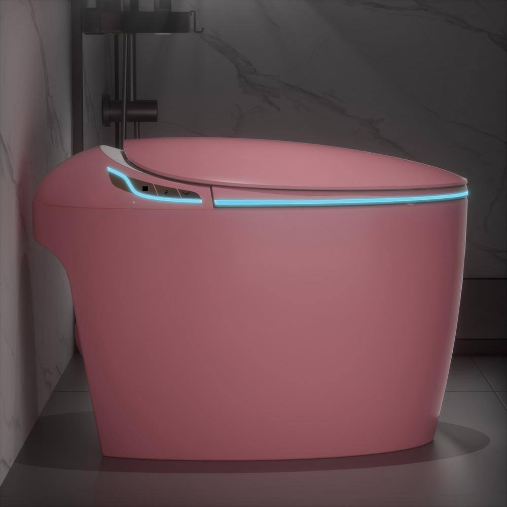 JimsMaison Elongated Bidet Toilet 1.28 GPF Pink with Automatic Features