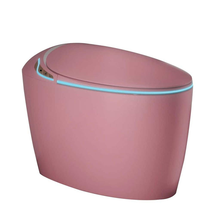 LORDEAR 1.28 GPF Pink Elongated Smart Toilet Bidet with Auto Open/Close Seat