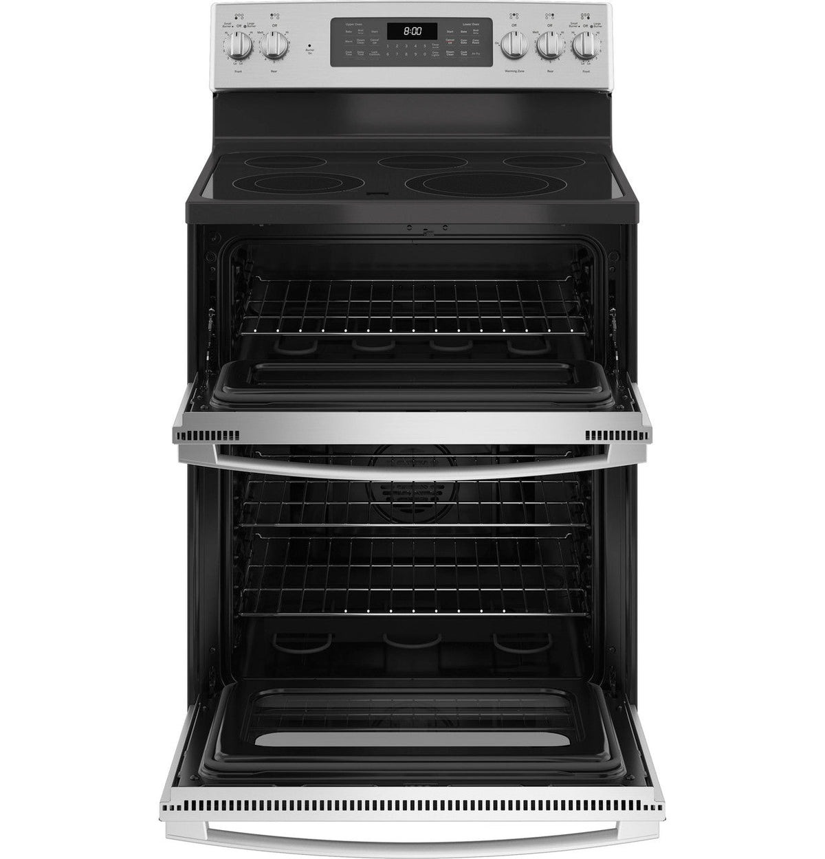 GE 30 in. 6.6 cu. ft. Double Oven Electric Range with Steam-Cleaning Convection Oven in Stainless Steel